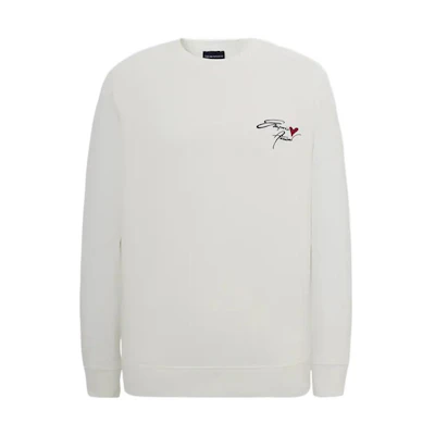 Emporio Armani FW22 White Crewneck Sweatshirt with Logo Embroidery 6L1MQ0-1JHSZ-0101