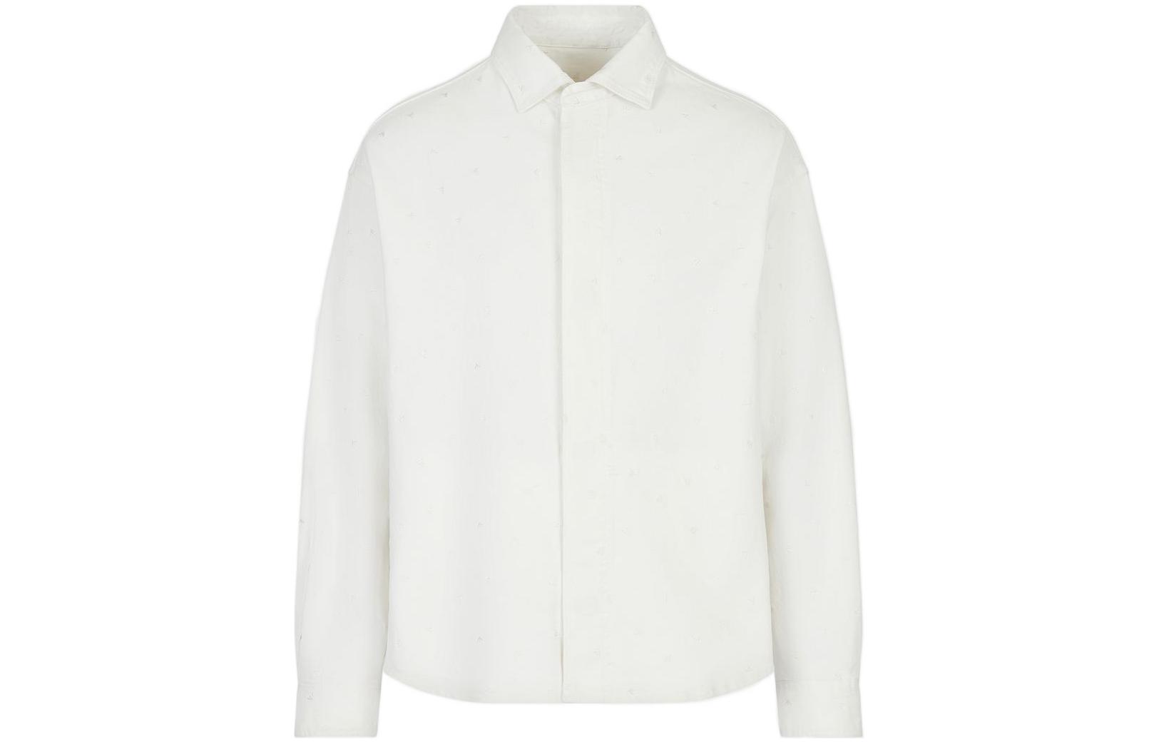 Emporio Armani FW22 White Embroidered Logo Shirt-Style Jacket 6L1CE11-NKXZ1-0153