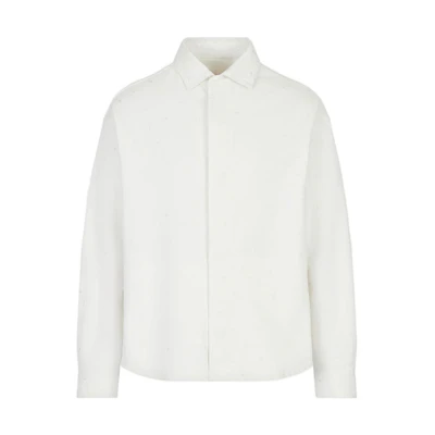 Emporio Armani FW22 White Embroidered Logo Shirt-Style Jacket 6L1CE11-NKXZ1-0153