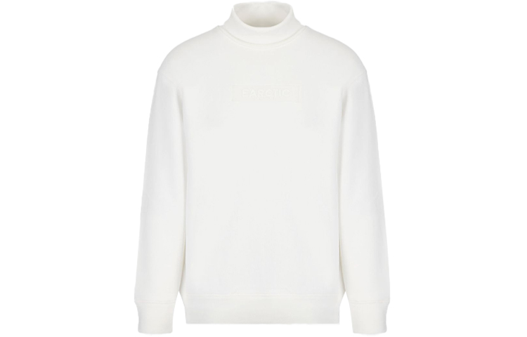 Emporio Armani FW22 White High-Neck Pullover Sweatshirt with Logo Print 6L1M8E1-JSFZ1-0101