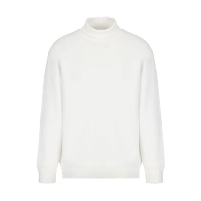 Emporio Armani FW22 White High-Neck Pullover Sweatshirt with Logo Print 6L1M8E1-JSFZ1-0101