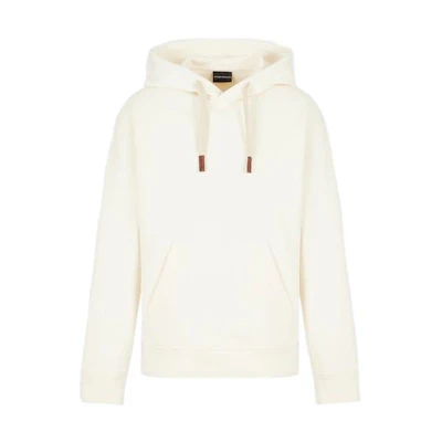 Emporio Armani FW22 White Hoodie Pullover Sweatshirt 6L1MB3-1JXDZ-0128