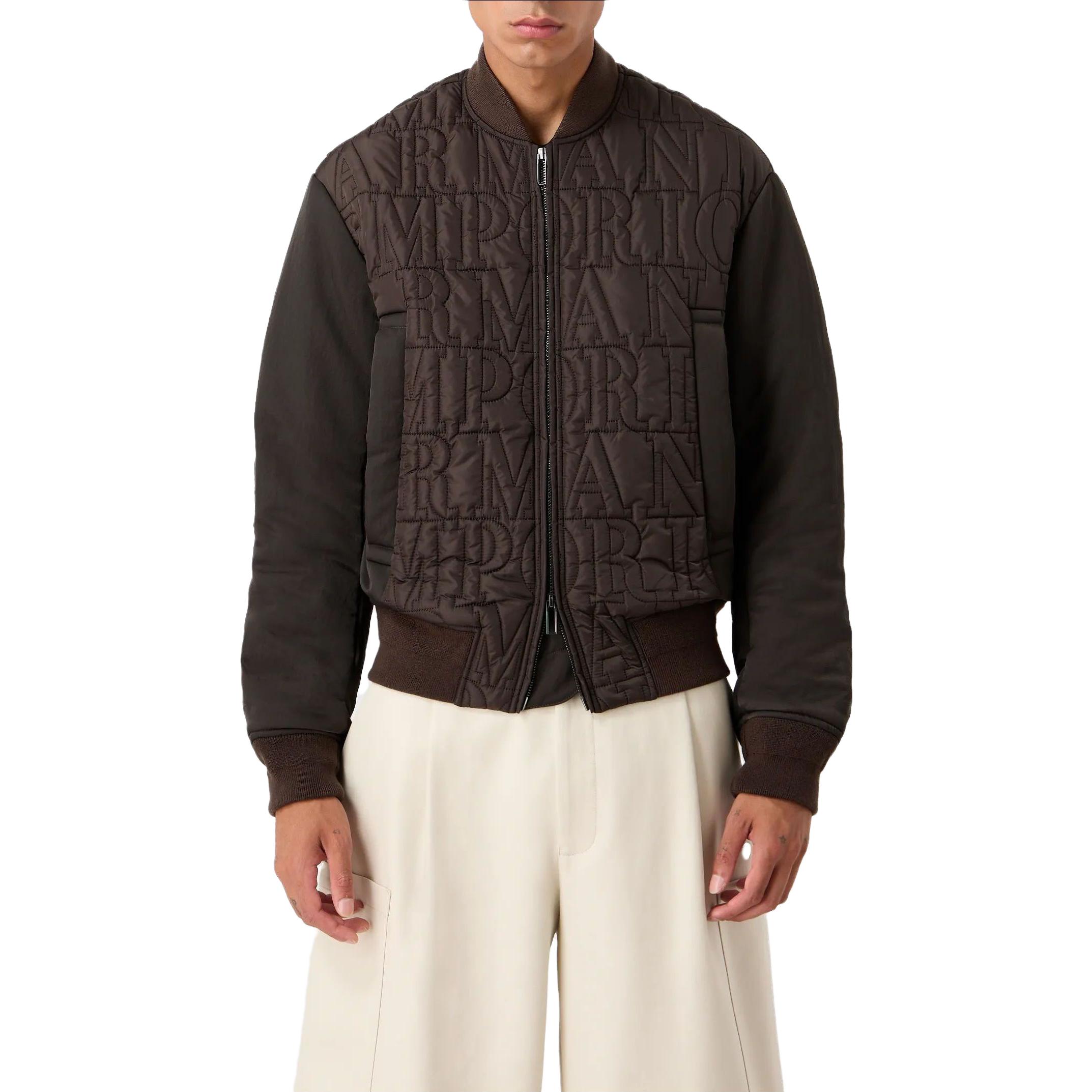 Lookbook エンポリオアルマーニ FW23 アーミーグリーン Vネック ロゴ ジップアップ ボンバージャケット 6R1B761-NIJZ1-05A6