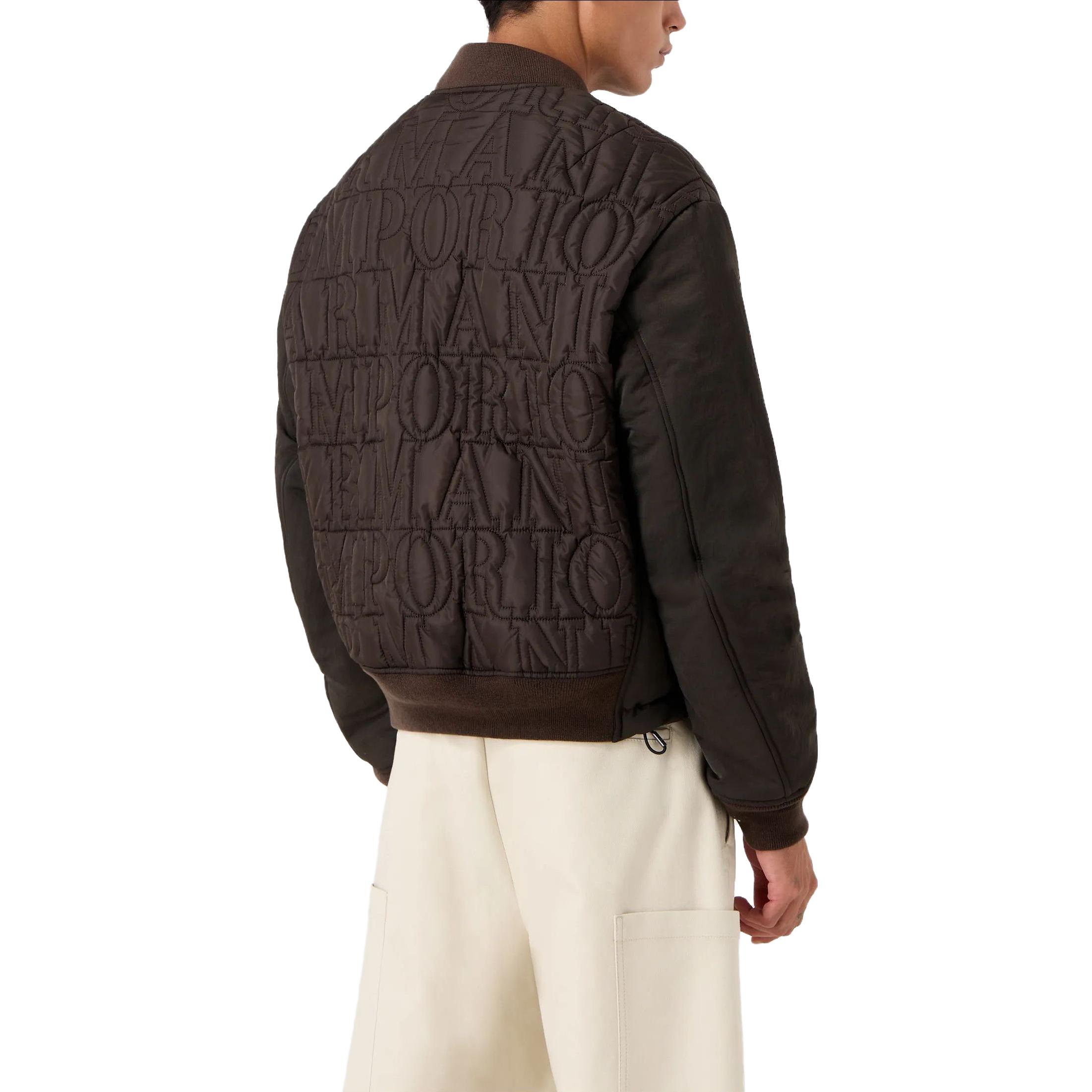 Shop エンポリオアルマーニ FW23 アーミーグリーン Vネック ロゴ ジップアップ ボンバージャケット 6R1B761-NIJZ1-05A6