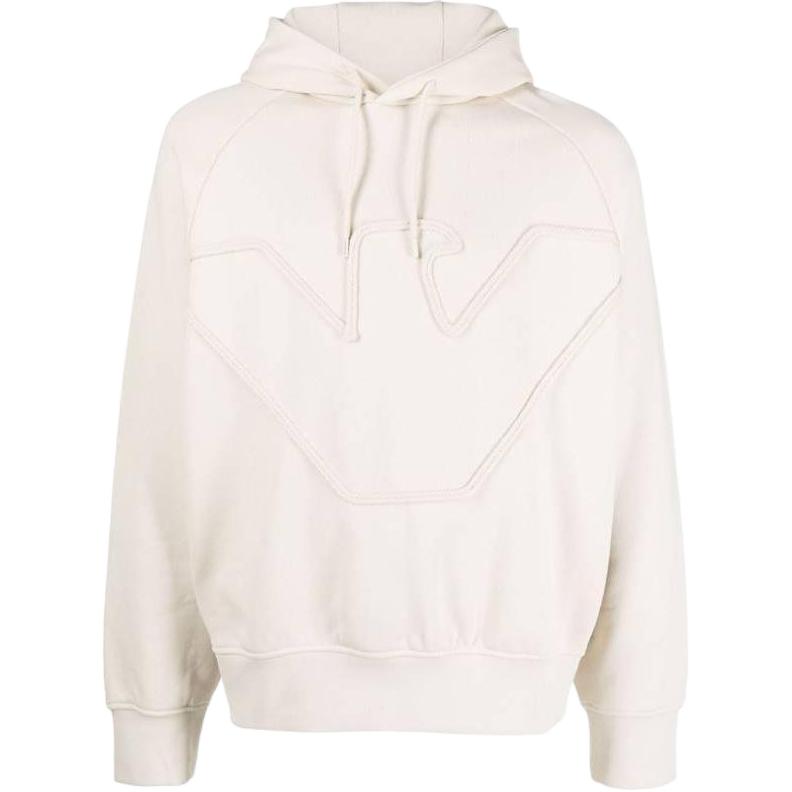 EMPORIO ARMANI FW23  Beige Logo Hoodie Pullover Long Sleeve Sweatshirt. 6R1ME4-1JWPZ-01M3