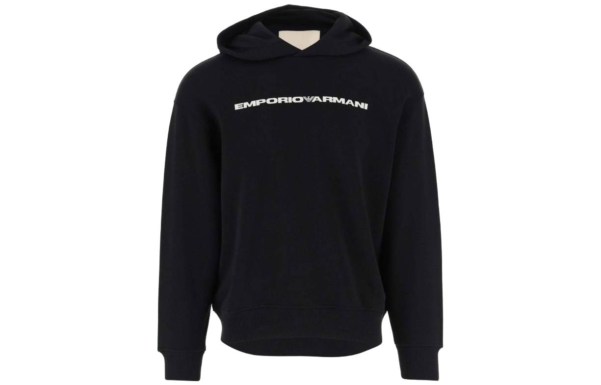 EMPORIO ARMANI FW23  Black Casual Hoodie Long Sleeve Sweatshirt. 8N1MM2-1JFHZ-0096