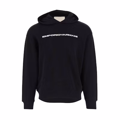 EMPORIO ARMANI FW23 Black Casual Hoodie Long Sleeve Sweatshirt. 8N1MM2-1JFHZ-0096