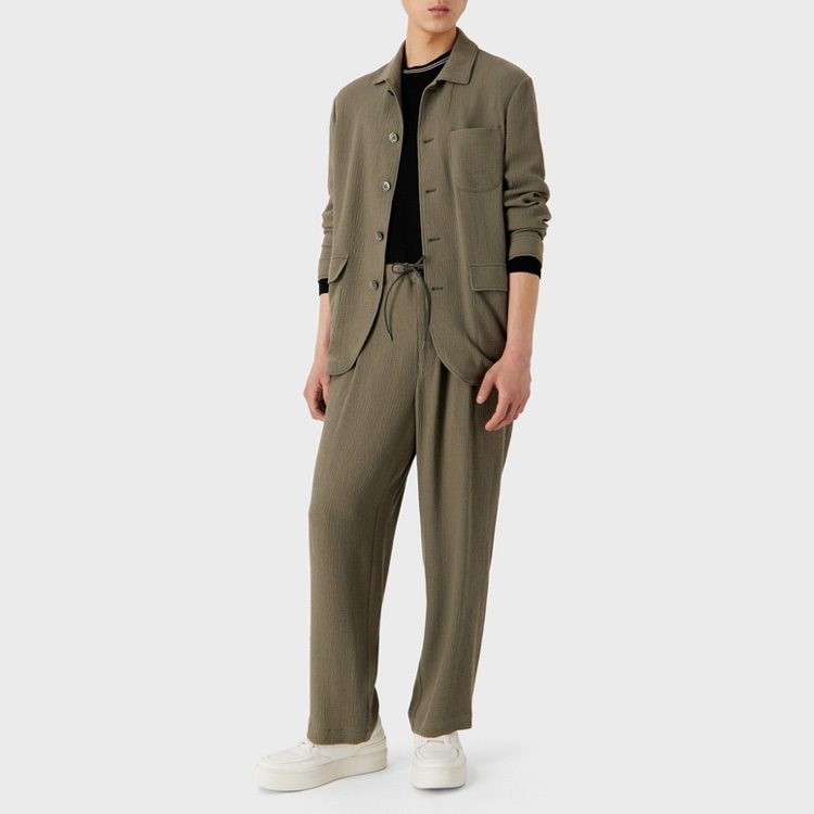 Purchase エンポリオ・アルマーニ FW23 ブラック クルーネック ニット セーター ストライプトリム付き 6R1MXG-1MNGZ-0999