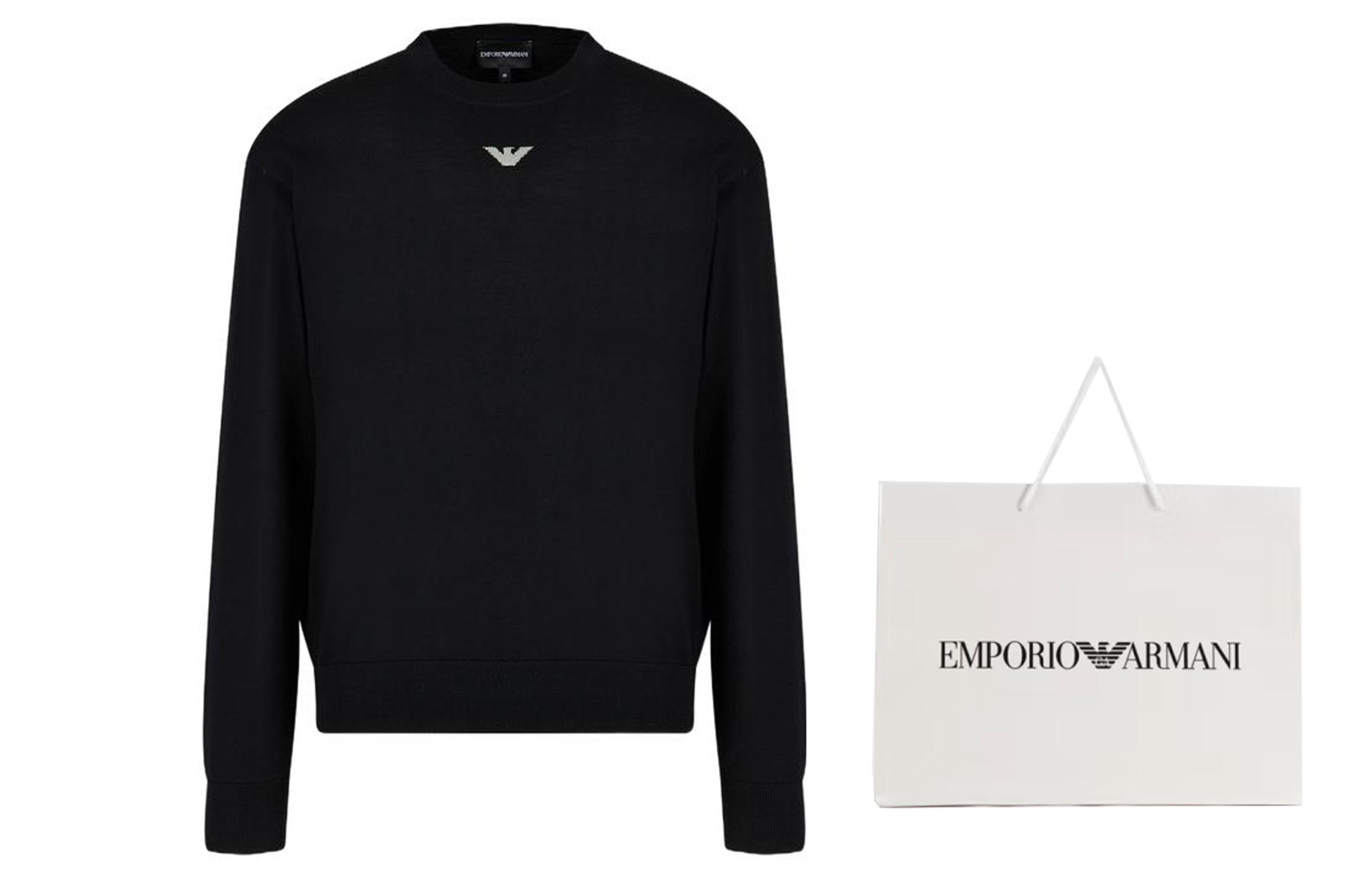 Purchase Emporio Armani FW23 Sweater Hitam Crewneck Logo Ikonik Elang. 6R1MXG-1MNGZ-F008