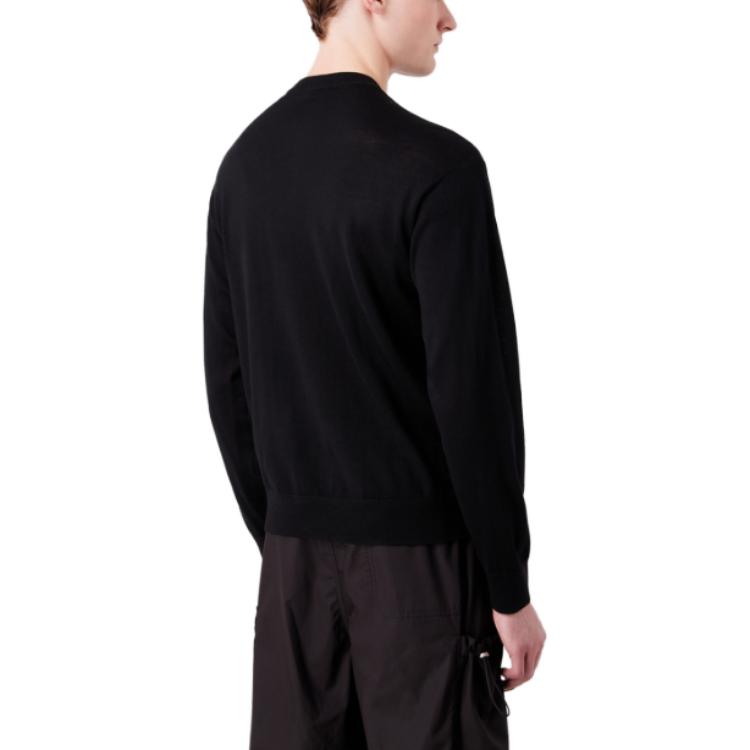 Sizing Emporio Armani FW23 Sweater Hitam Crewneck Logo Ikonik Elang. 6R1MXG-1MNGZ-F008