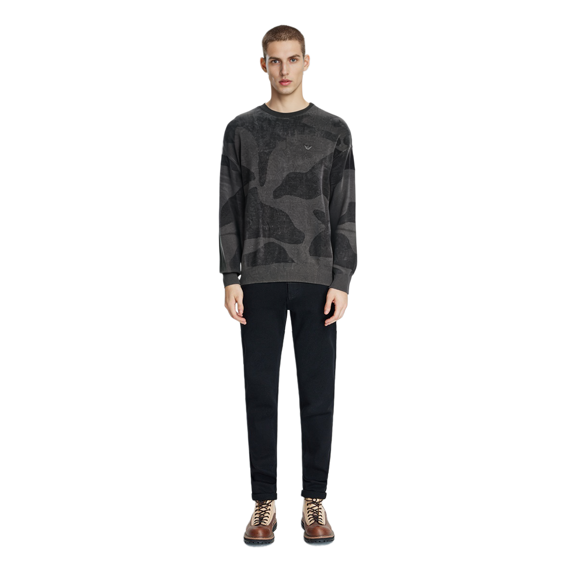 EMPORIO ARMANI FW23  Black Crewneck Sweater with Logo Embroidery. 6R1MXM-1MNHZ-0999 圖 4