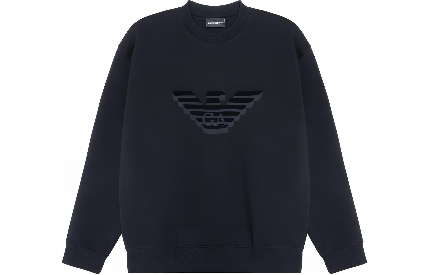 Emporio Armani FW23  Black Crewneck Sweatshirt with Logo Design. 6R1MG7-1JHSZ-00A9