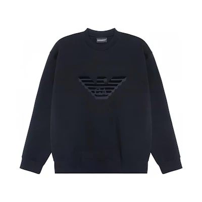Emporio Armani FW23 Black Crewneck Sweatshirt with Logo Design. 6R1MG7-1JHSZ-00A9