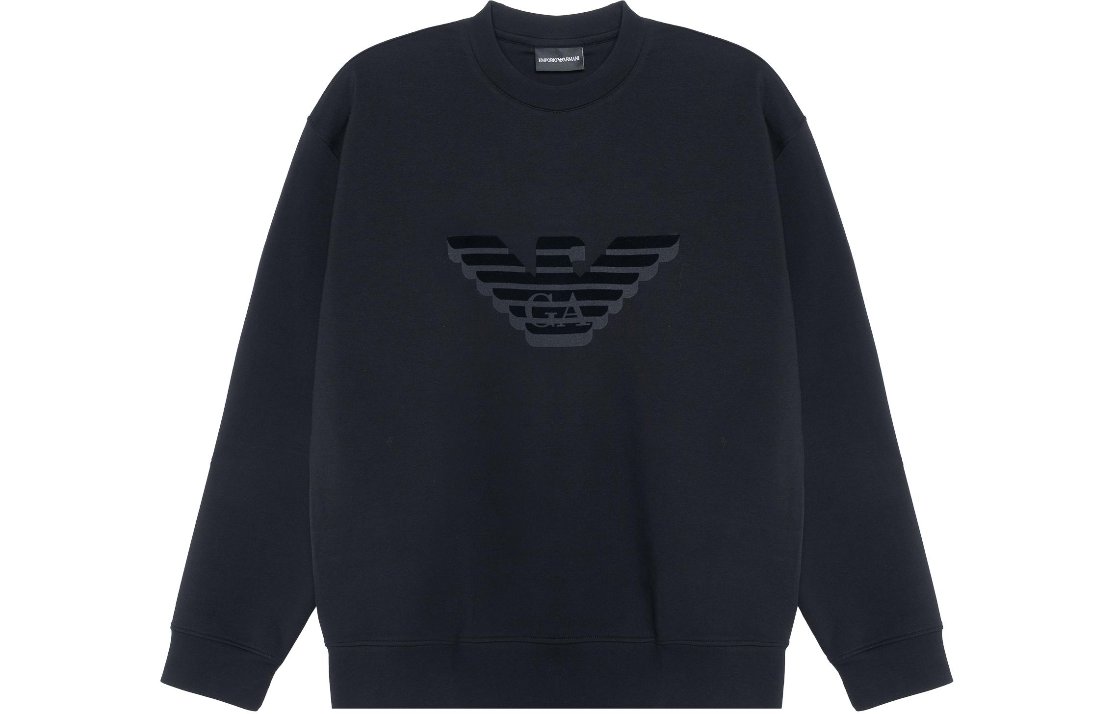 Order Emporio Armani FW23 黑色圓領長袖衛衣 帶標誌設計 6R1MG7-1JHSZ-00A9