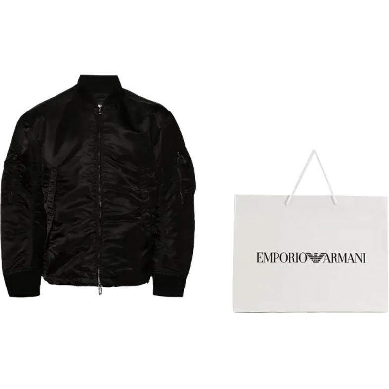 Emporio Armani FW23  Black Glossy Solid Loose-Fit Long-Sleeve Jacket. 3D1BB6-1NJWZ-0999 圖 3