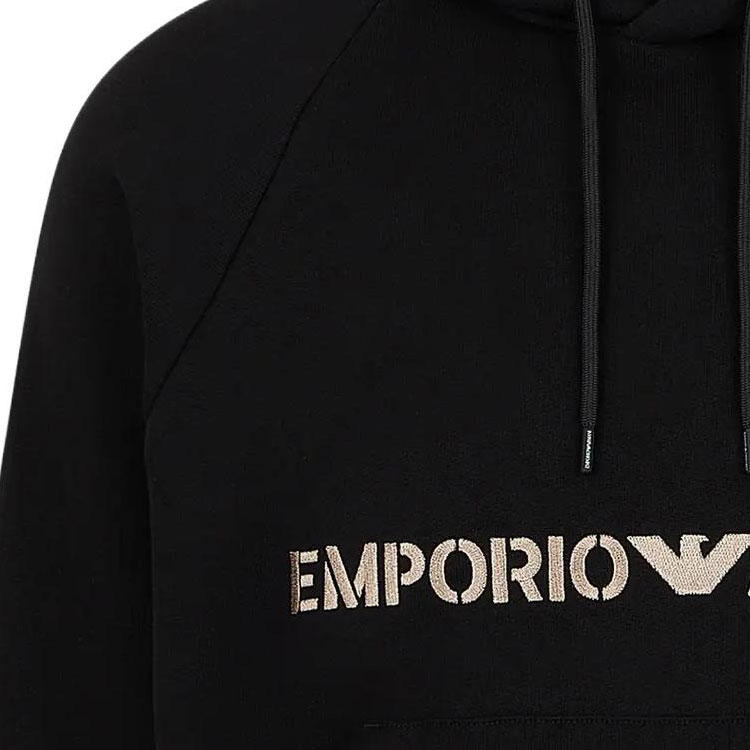 Purchase EMPORIO ARMANI FW23 黑色刺绣标志连帽衫. 6R1ME9-1JWPZ-00C6