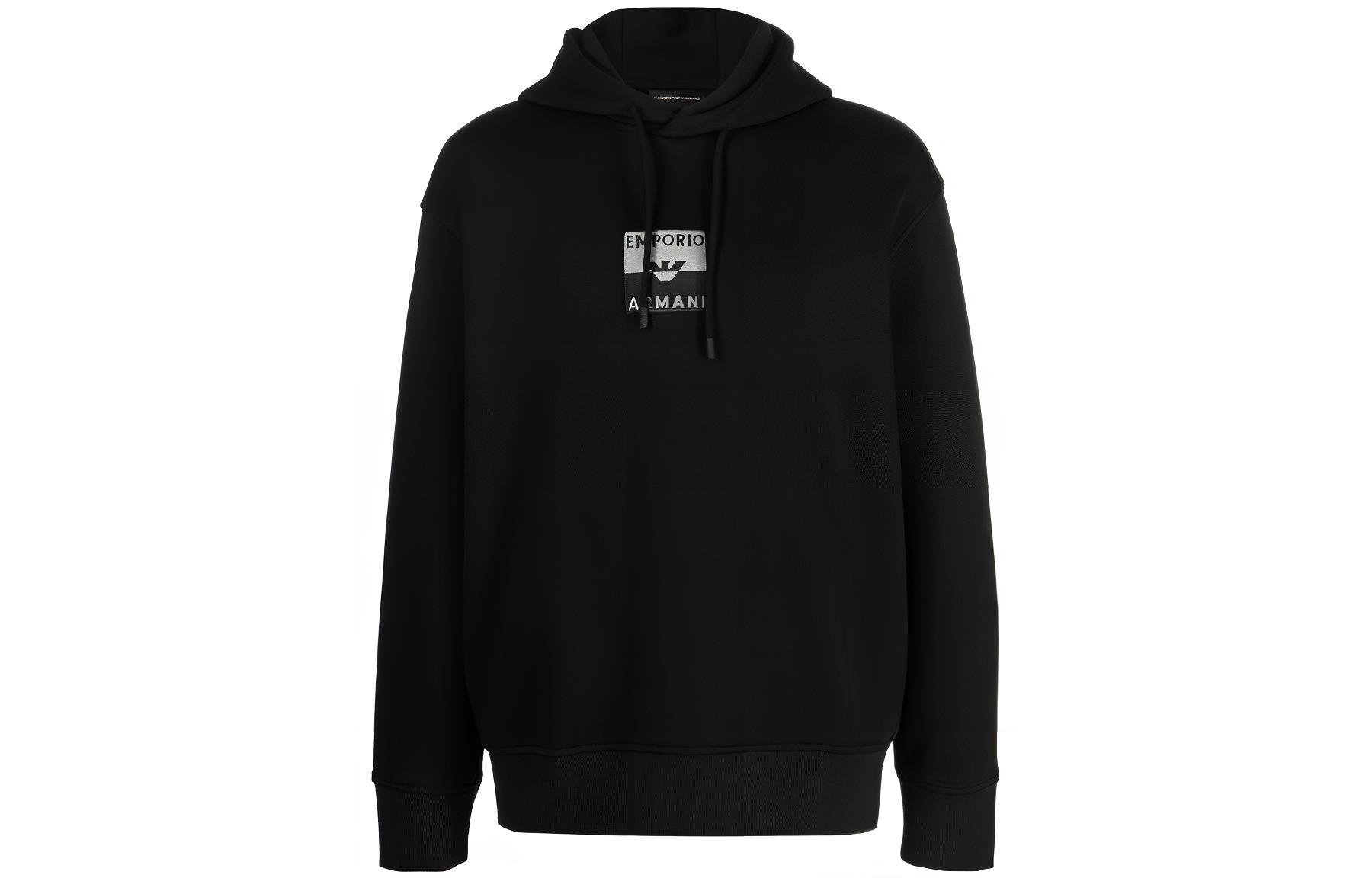 EMPORIO ARMANI FW23  Black Hoodie with Letter Print Design. 6R1MCN-1JWPZ-0999
