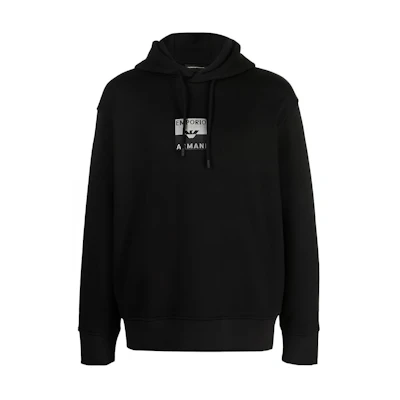 EMPORIO ARMANI FW23 Black Hoodie with Letter Print Design. 6R1MCN-1JWPZ-0999