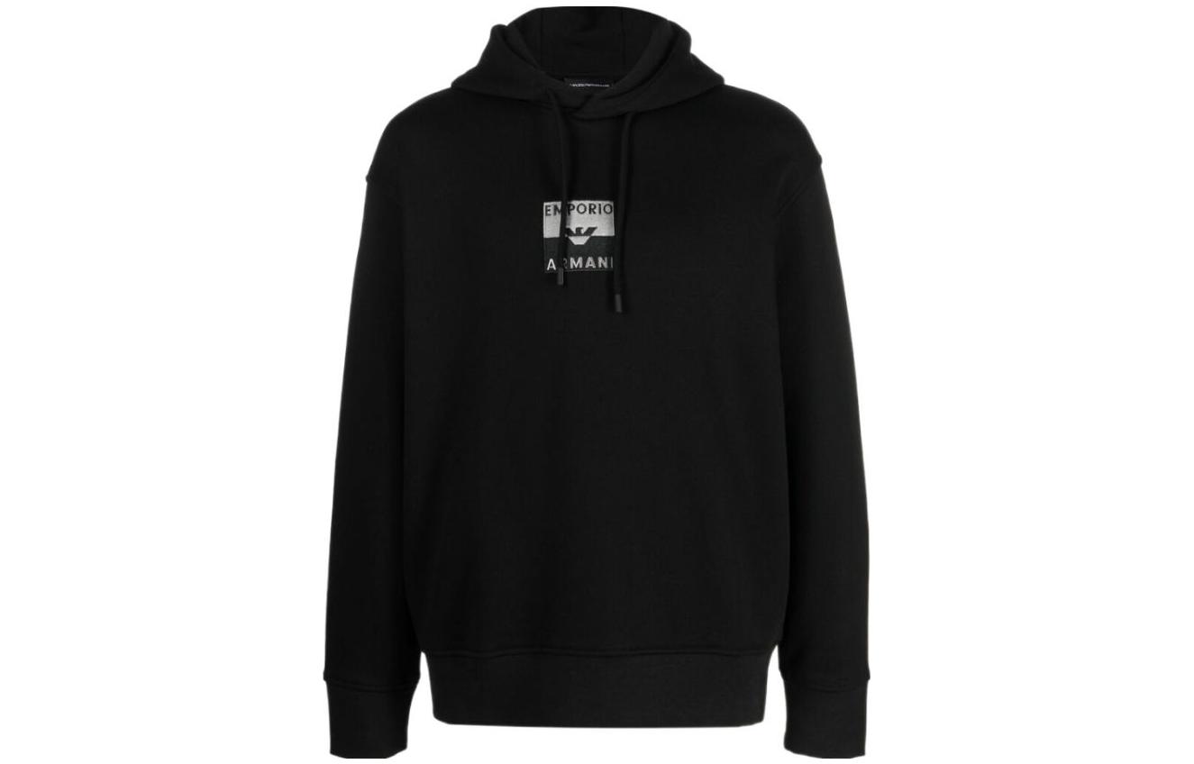 Order EMPORIO ARMANI FW23  Black Hoodie with Letter Print Design. 6R1MCN-1JWPZ-0999