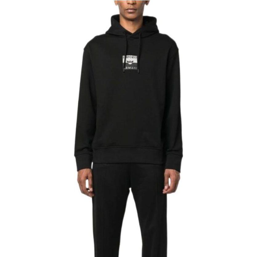 Lookbook EMPORIO ARMANI FW23  Black Hoodie with Letter Print Design. 6R1MCN-1JWPZ-0999