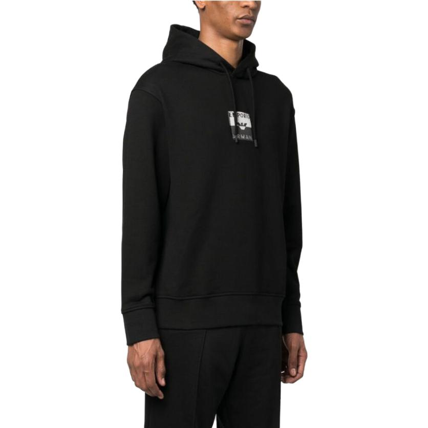 Purchase EMPORIO ARMANI FW23  Black Hoodie with Letter Print Design. 6R1MCN-1JWPZ-0999