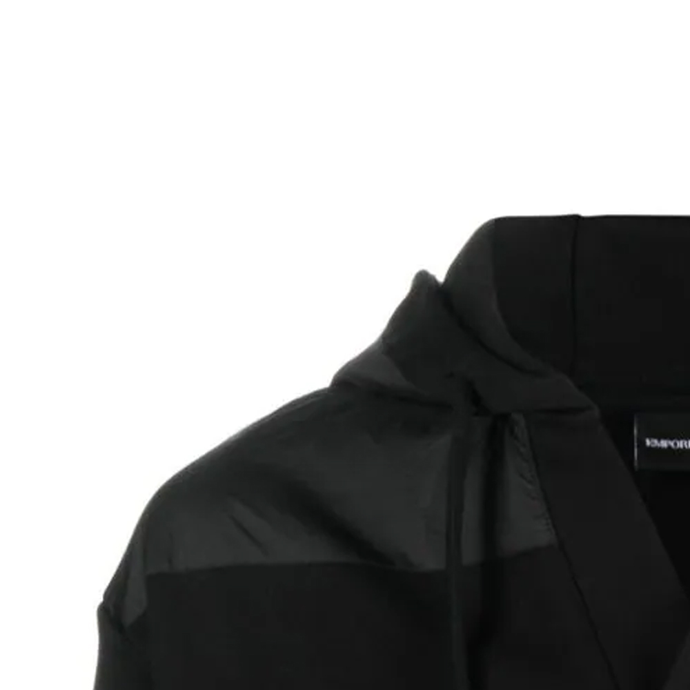 Details for EMPORIO ARMANI FW23 黑色連帽衫搭配刺繡LOGO及拼接設計. 6R1MCQ-1JLXZ-0999