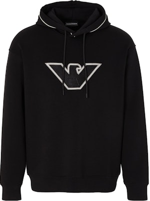 EMPORIO ARMANI FW23 Black Hoodie with Solid Color Logo Embroidery. 6R1ME5-1JHSZ-00A2 Buy EMPORIO ARMANI FW23 Black Hoodie with Solid Color Logo Embroidery. 6R1ME5-1JHSZ-00A2