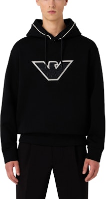 EMPORIO ARMANI FW23 Black Hoodie with Solid Color Logo Embroidery. 6R1ME5-1JHSZ-00A2 Shop EMPORIO ARMANI FW23 Black Hoodie with Solid Color Logo Embroidery. 6R1ME5-1JHSZ-00A2