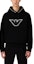 Shop EMPORIO ARMANI FW23 Black Hoodie with Solid Color Logo Embroidery. 6R1ME5-1JHSZ-00A2