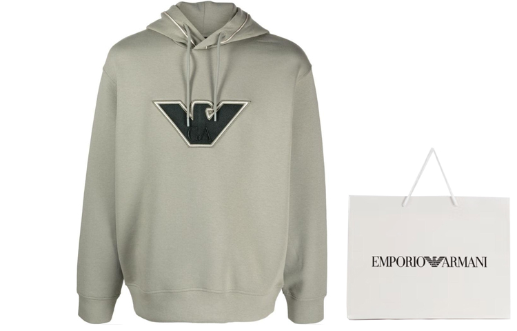 Cheap EMPORIO ARMANI FW23  Black Hoodie with Solid Color Logo Embroidery. 6R1ME5-1JHSZ-00A2