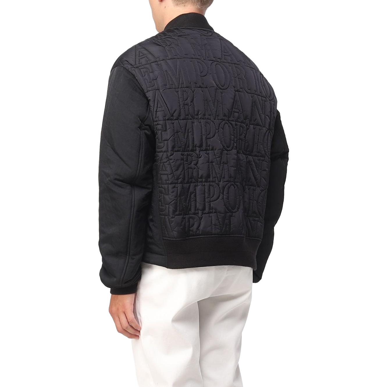 Shop 埃姆普里奥·阿玛尼 FW23 黑色字母印花拉链棒球夹克 6R1B76-1NIJZ-0999