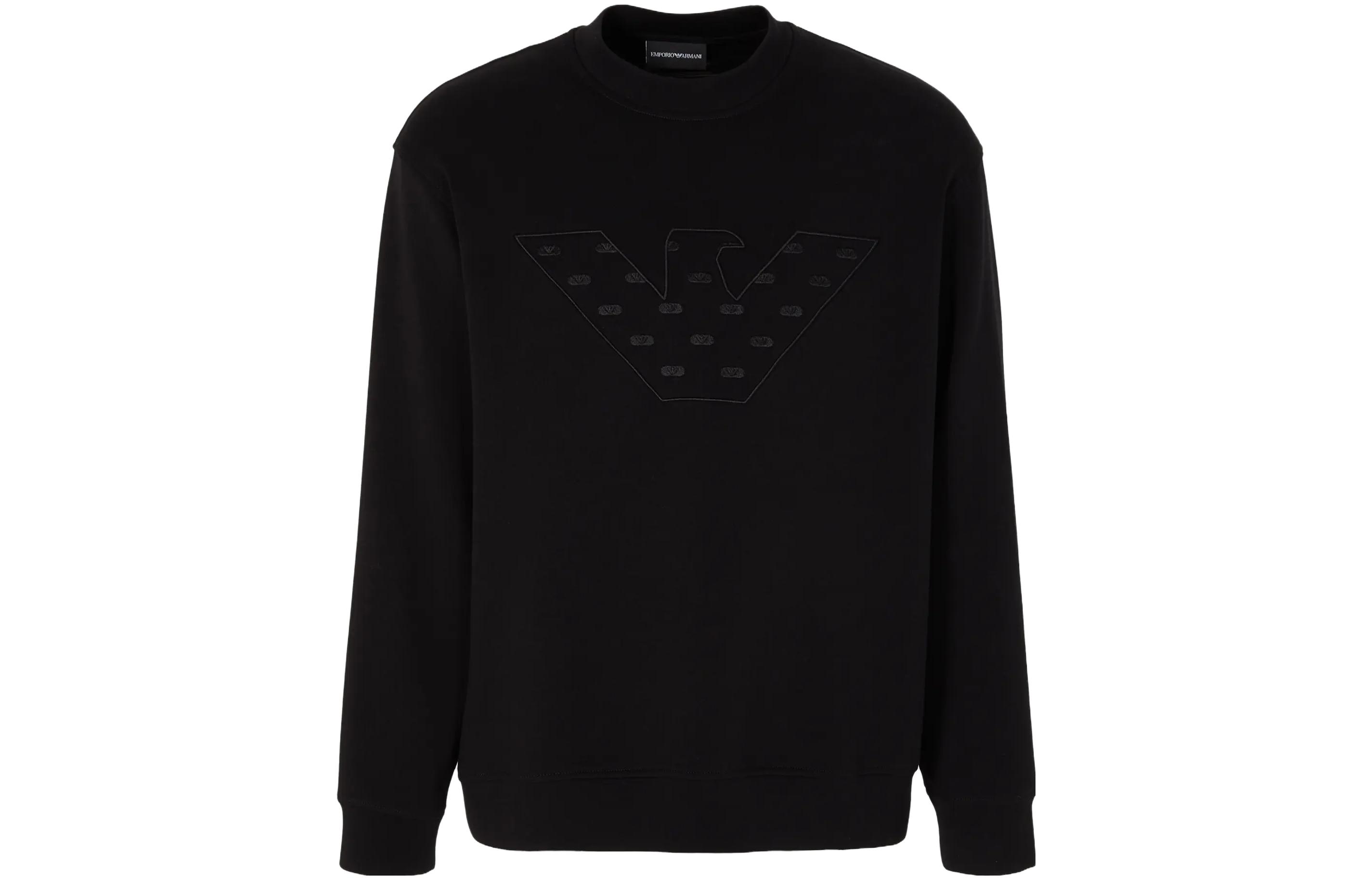 Order 엠포리오 아르마니 FW23 블랙 로고 프린트 크루넥 풀오버 스웻셔츠. 6R1ME7-1JHSZ-0999