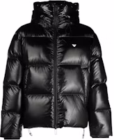 EMPORIO ARMANI FW23 Black Logo Slim-Fit Glossy Hooded Jacket. 6R1B97-1NKZZ-0999 EMPORIO ARMANI FW23 Black Logo Slim-Fit Glossy Hooded Jacket. 6R1B97-1NKZZ-0999