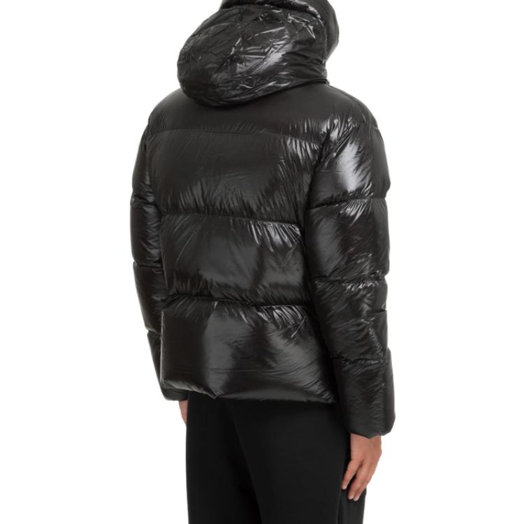 Purchase EMPORIO ARMANI FW23 Jaket Hitam Glossy Logo Slim-Fit Berkerudung. 6R1B97-1NKZZ-0999