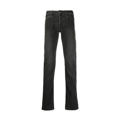EMPORIO ARMANI FW23 Black Straight Fit Zipper Denim Jeans 8N1J06-1DHDZ-0006