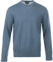 EMPORIO ARMANI FW23 Blue Solid Crew Neck Knit Pullover Sweater. 6R1MX9-1MCWZ-F938 EMPORIO ARMANI FW23 Blue Solid Crew Neck Knit Pullover Sweater. 6R1MX9-1MCWZ-F938