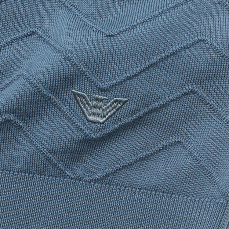 Sizing Jersey Azul Sólido Cuello Redondo EMPORIO ARMANI FW23. 6R1MX9-1MCWZ-F938