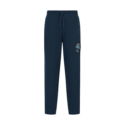 EMPORIO ARMANI FW23 Blue Straight-Leg Pants with Logo Embroidery Patch. 6R1P8P-1J7DZ-10922
