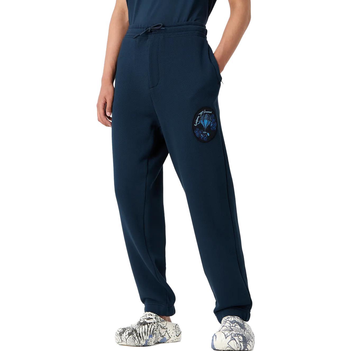 Details for エンポリオアルマーニ FW23 ブルーストレートパンツ ロゴ刺繍パッチ付き 6R1P8P-1J7DZ-10922