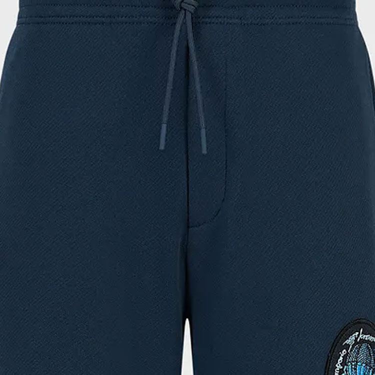 Sizing エンポリオアルマーニ FW23 ブルーストレートパンツ ロゴ刺繍パッチ付き 6R1P8P-1J7DZ-10922