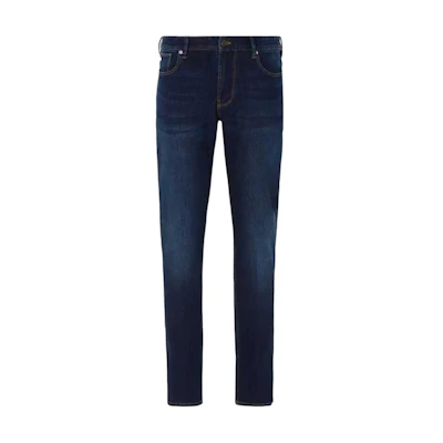 EMPORIO ARMANI FW23 Blue Washed Straight-Leg Zipper Jeans 6R1J06-1DRHZ-0941