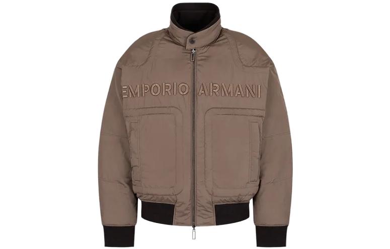 EMPORIO ARMANI FW23  Brown Loose-Fit Letter Stand Collar Cotton Jacket. 6R1B751-NFEZ1-0440 圖 2