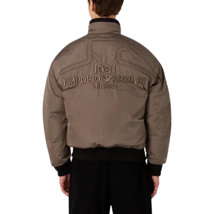EMPORIO ARMANI FW23  Brown Loose-Fit Letter Stand Collar Cotton Jacket. 6R1B751-NFEZ1-0440 圖 6
