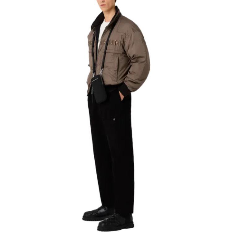 EMPORIO ARMANI FW23  Brown Loose-Fit Letter Stand Collar Cotton Jacket. 6R1B751-NFEZ1-0440 圖 7