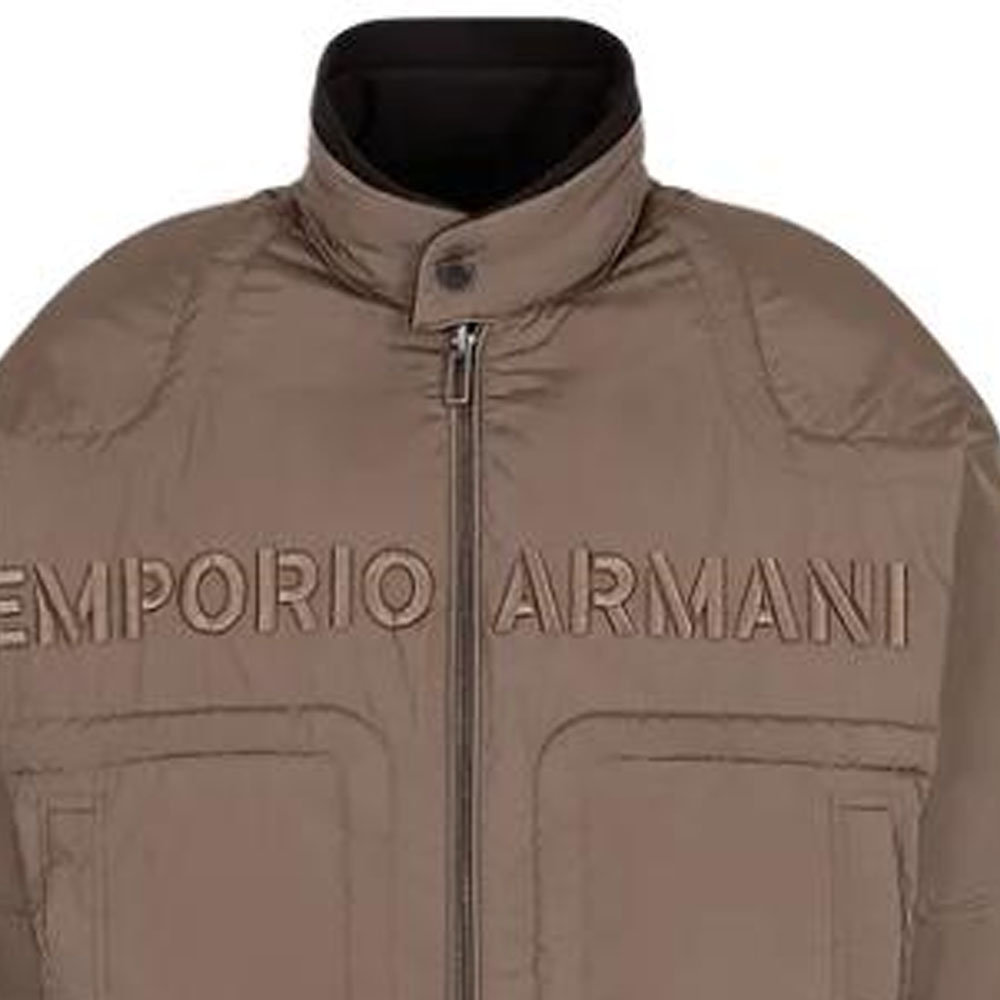 EMPORIO ARMANI FW23  Brown Loose-Fit Letter Stand Collar Cotton Jacket. 6R1B751-NFEZ1-0440 圖 8