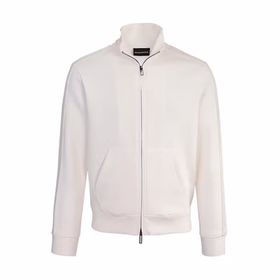 EMPORIO ARMANI FW23 Colorblock High Neck Zip-Up Jacket. 6R1MF1-1JHSZ-0128