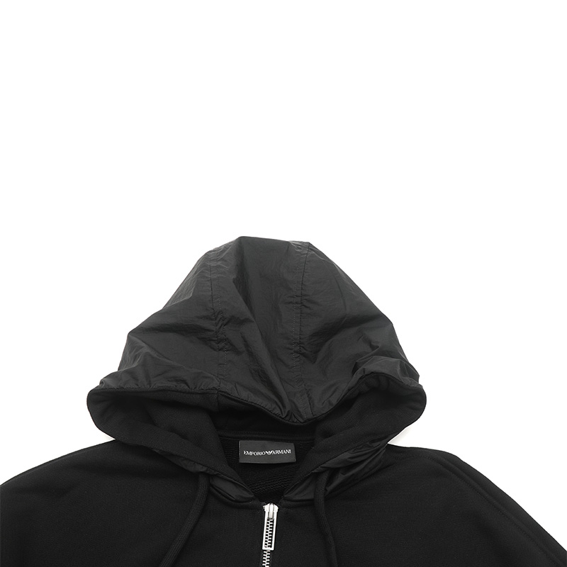 Purchase EMPORIO ARMANI FW23 拼色連帽黑色長袖上衣 6R1MBV-1JWPZ-0019