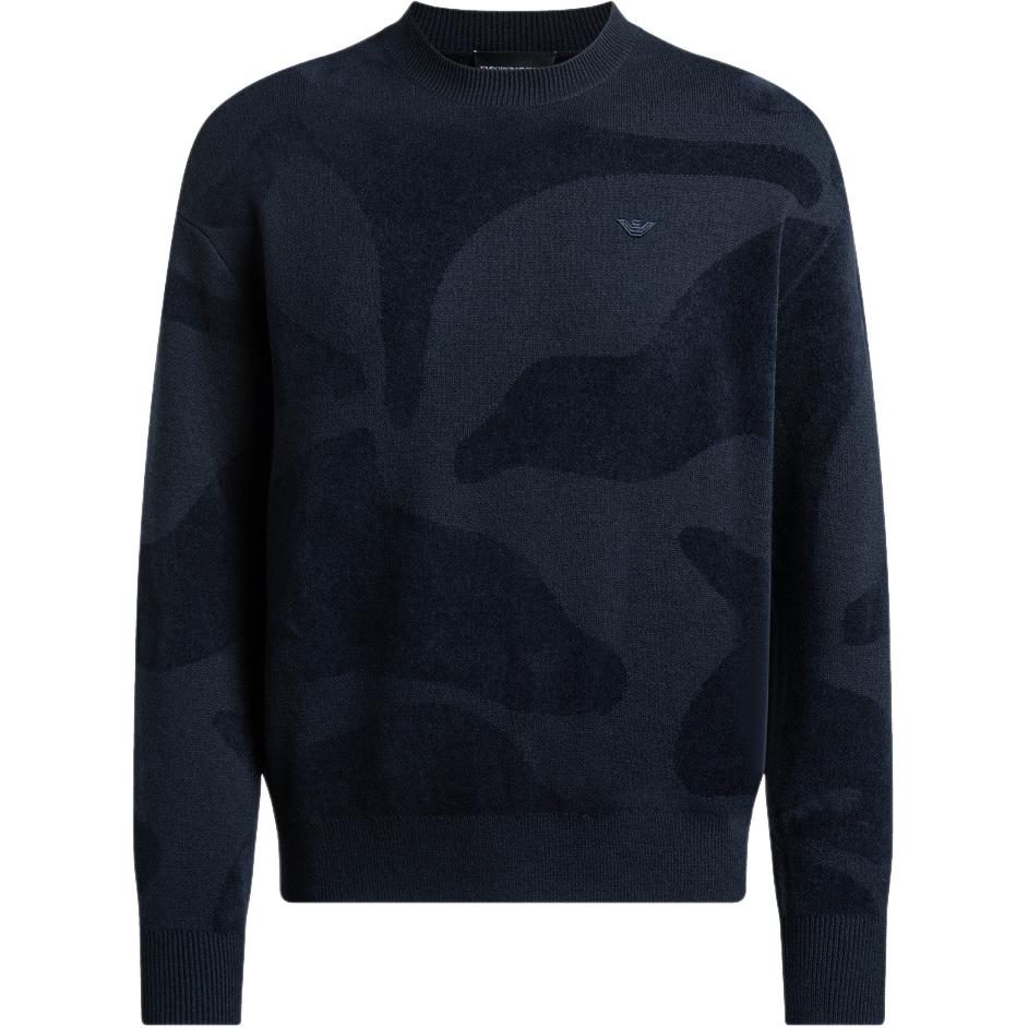 Emporio Armani FW23  Geometric Logo Knit Sweater Navy Blue. 6R1MXM-1MNHZ-0920