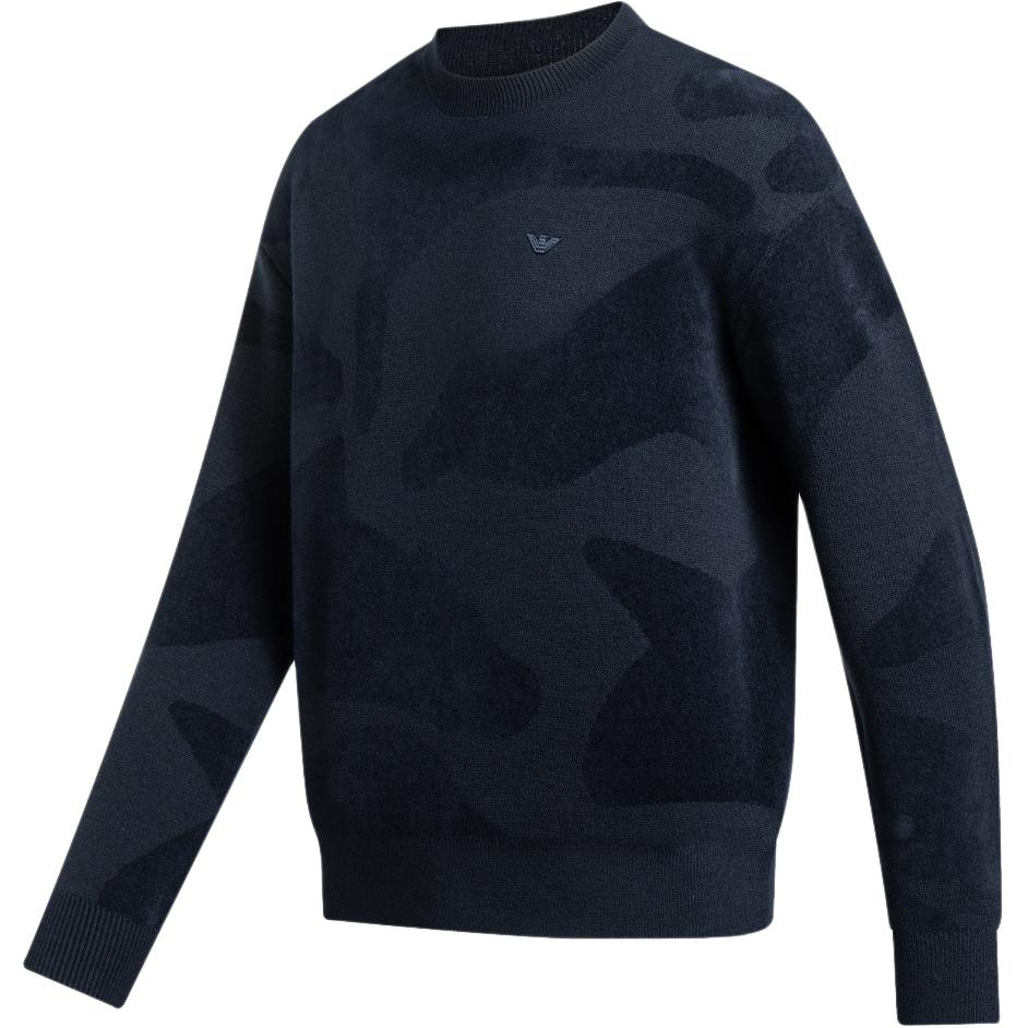 Shop Suéter Tejido Logo Geométrico Azul Marino Emporio Armani FW23. 6R1MXM-1MNHZ-0920