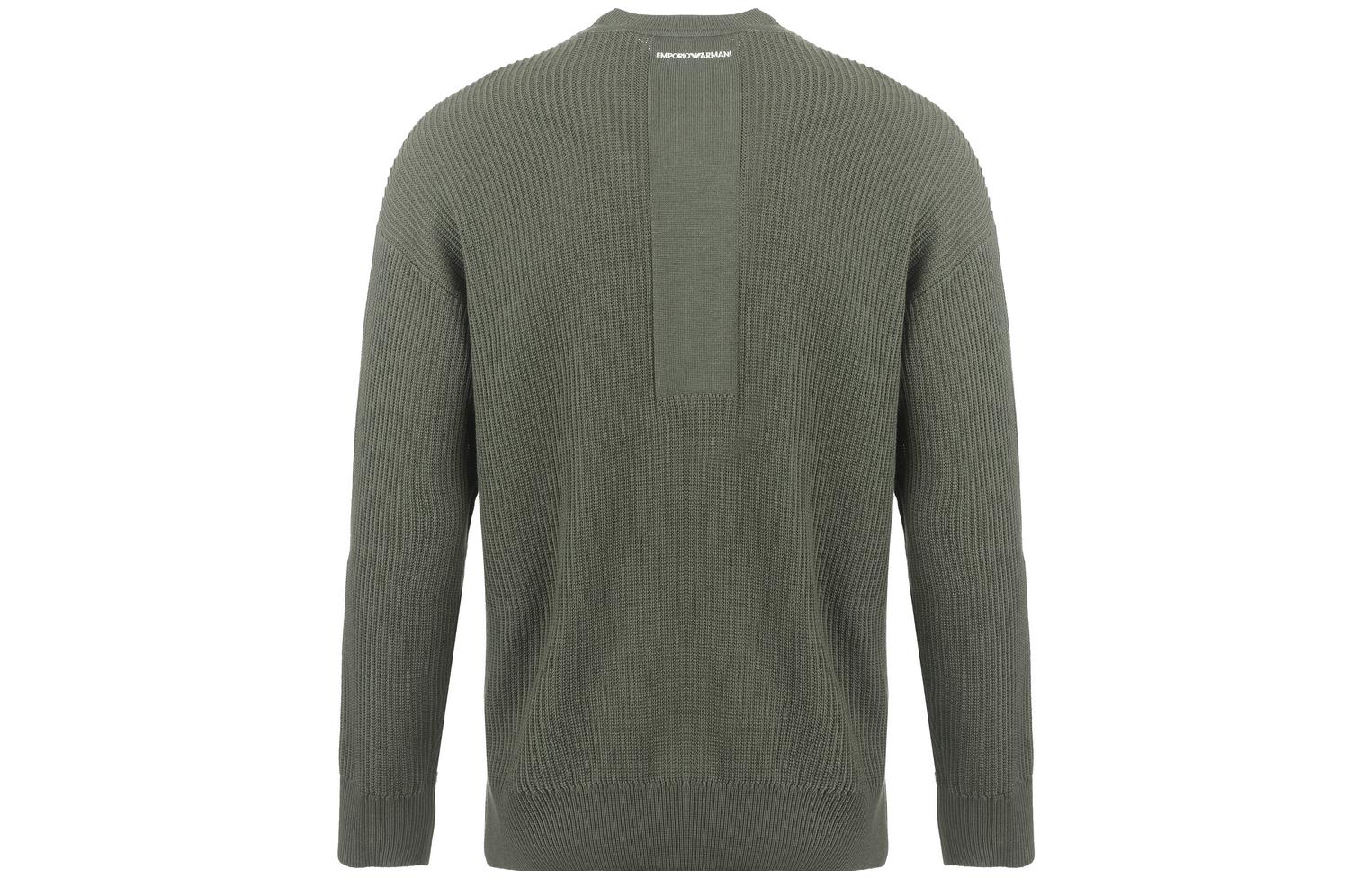 Lookbook EMPORIO ARMANI FW23  Green Crewneck Knit Sweater Casual Long Sleeve. 6R1MX2-1MAXZ-F608